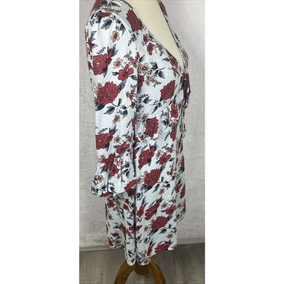 American Eagle Outfitters Floral Dress Lt Blue Red Size Small - Picture 3 of 10